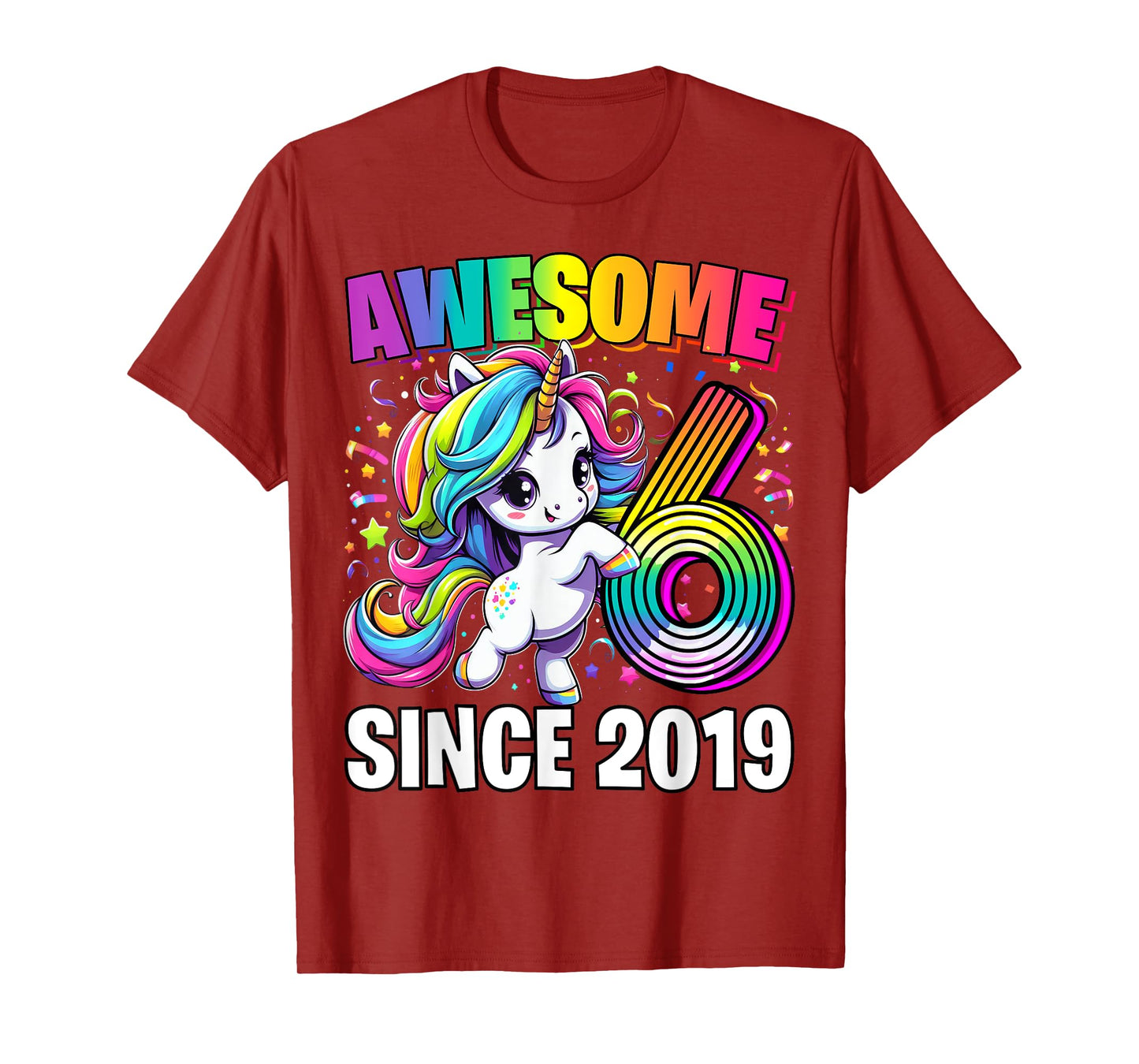 Unicorn 6th Birthday 6 Year Old Unicorn Party Girls Outfit T-Shirt