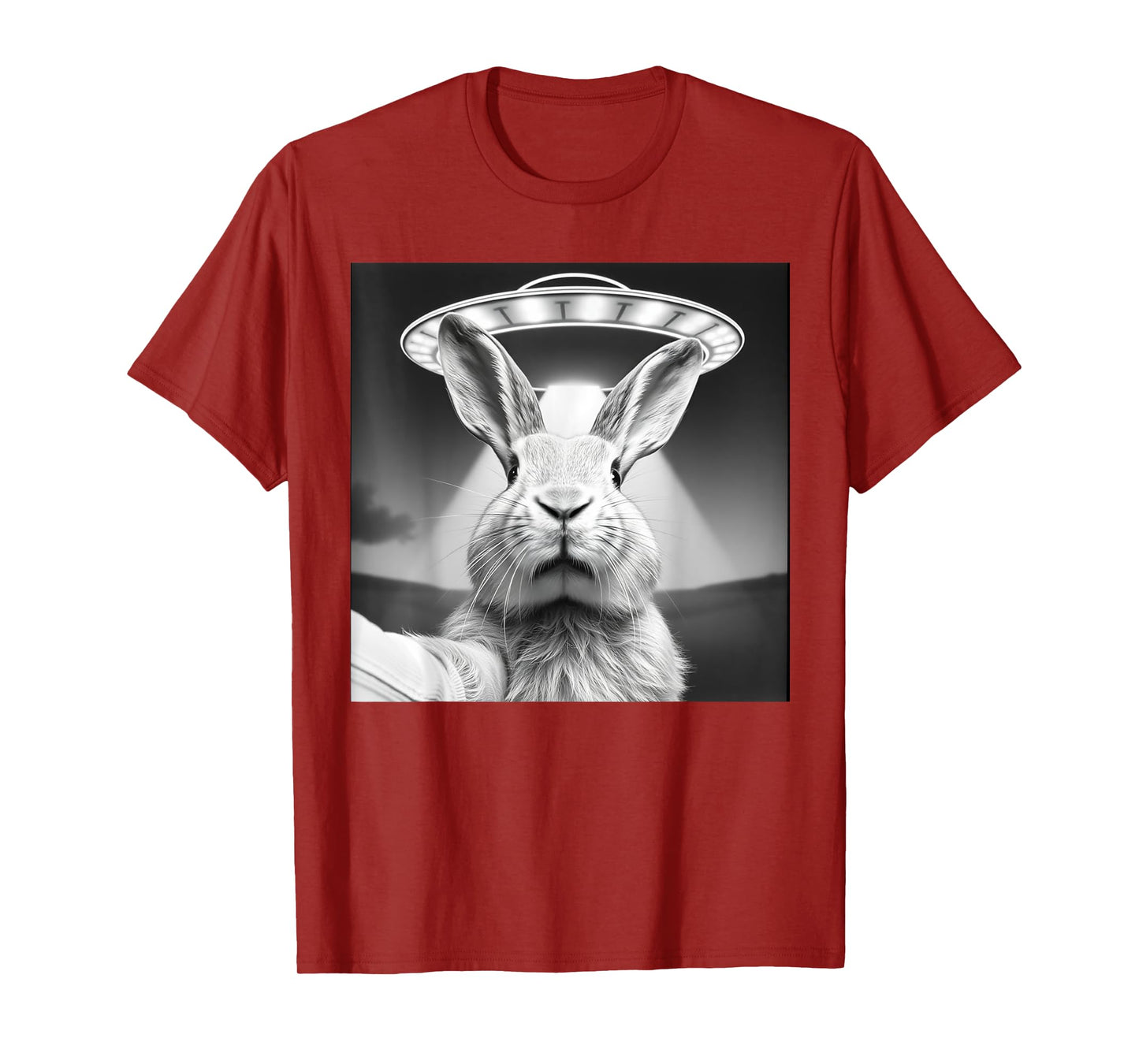 Funny Rabbit With UFO Selfie Cute Bunny Novelty Graphic T-Shirt