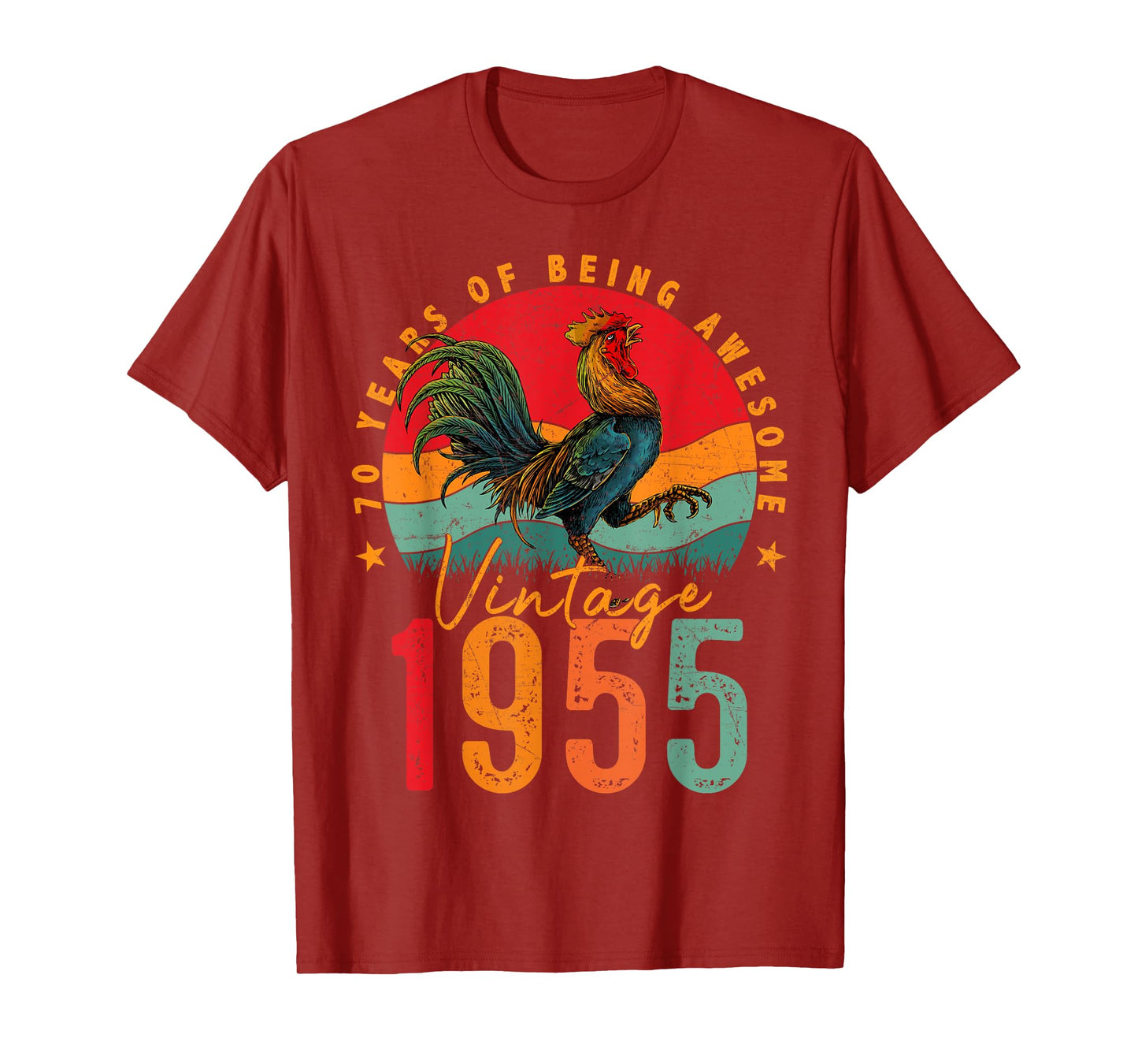 70 Year Old Gifts Vintage 1955 Chicken 70th Birthday Mens T-Shirt