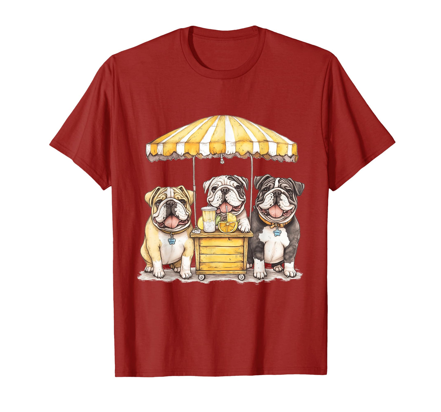 Cute English Bulldogs Running A Lemonade Stand Funny Dogs T-Shirt