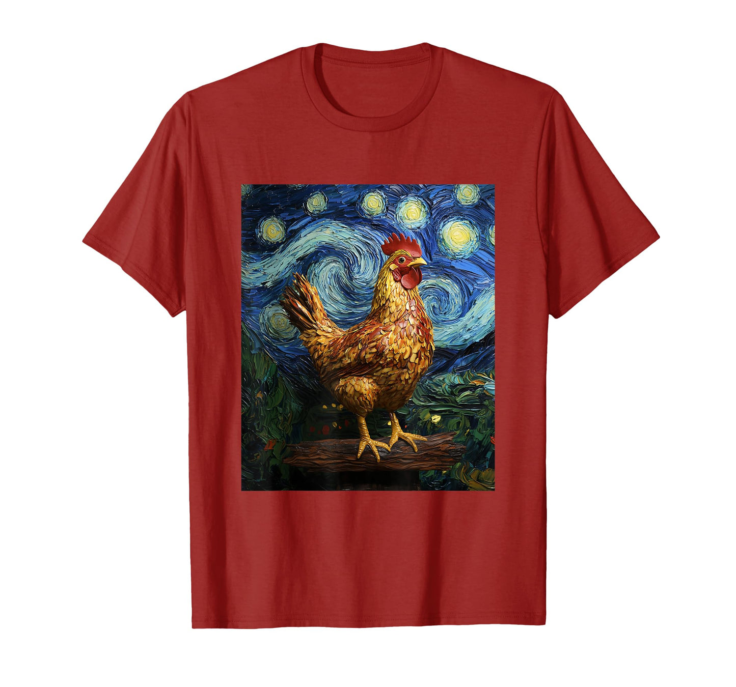 Funny Chicken - Van Gogh Style - Starry Night Graphic T-Shirt