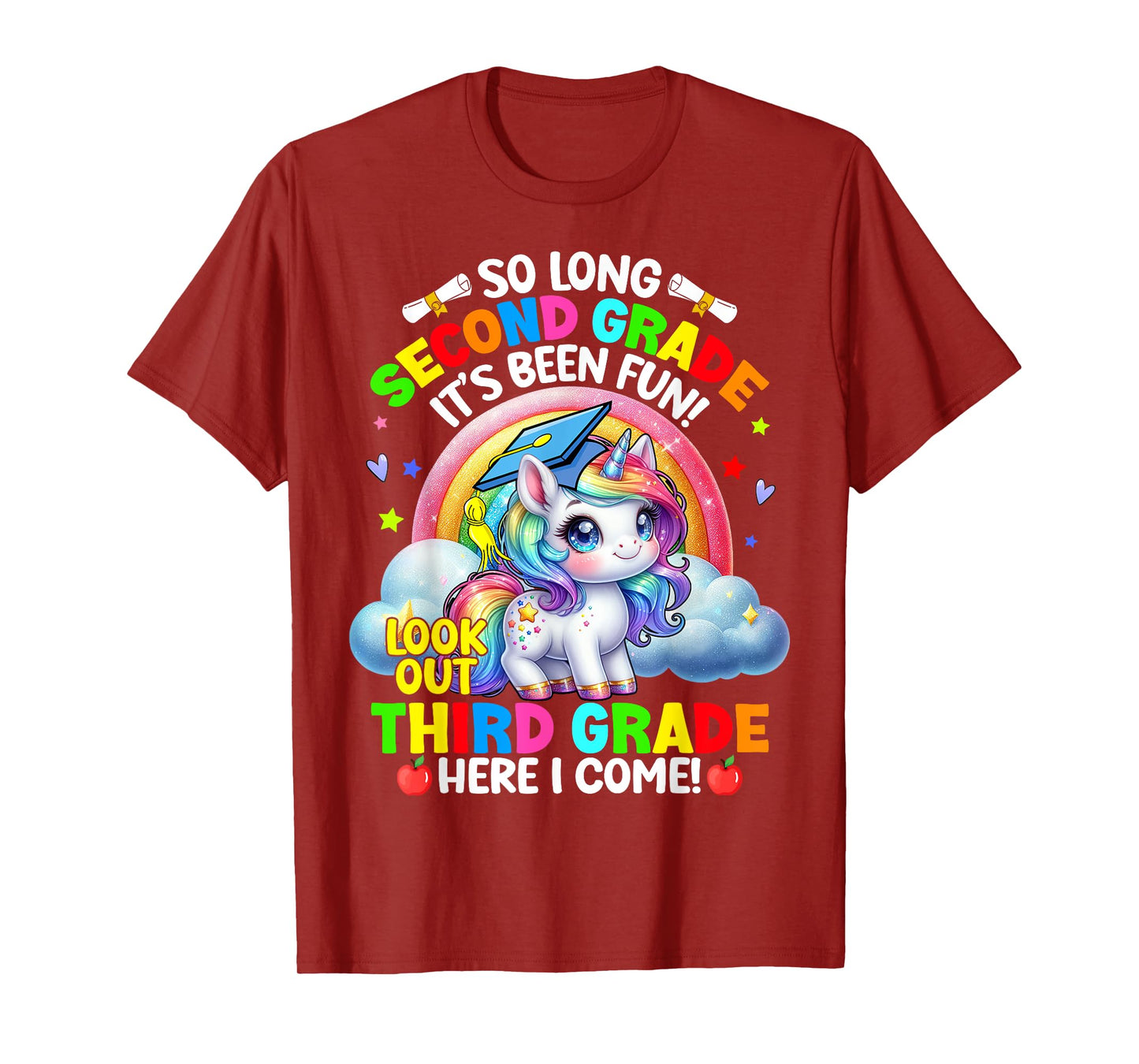 2nd Grade Graduation 2025 Unicorn Girl 3rd Grade Here I Come T-Shirt