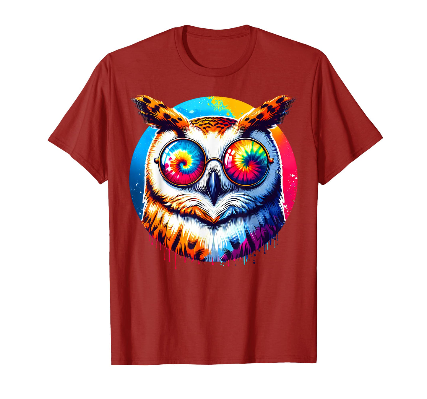 Cool Tie Dye Barn Owl Sunglasses Bird Illustration Art T-Shirt