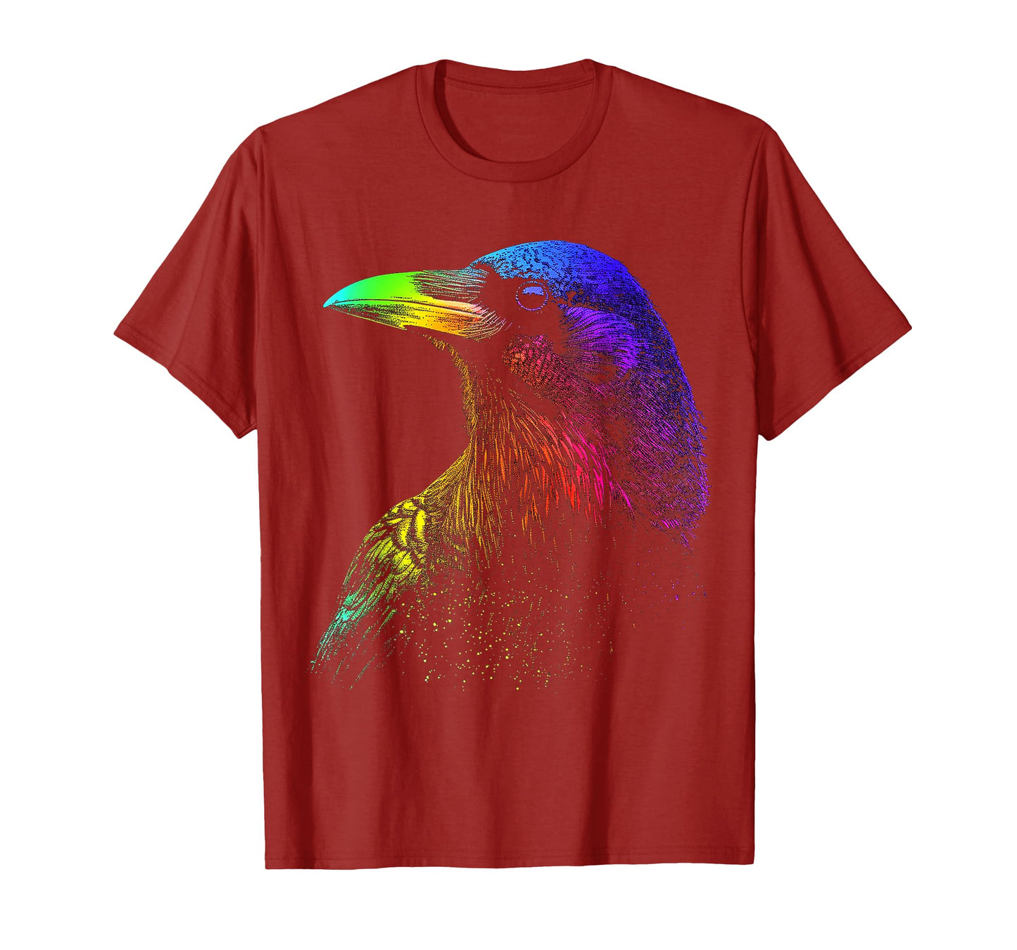 Raven Colorful Bird Art Animal Drawing Graphic Raven T-Shirt
