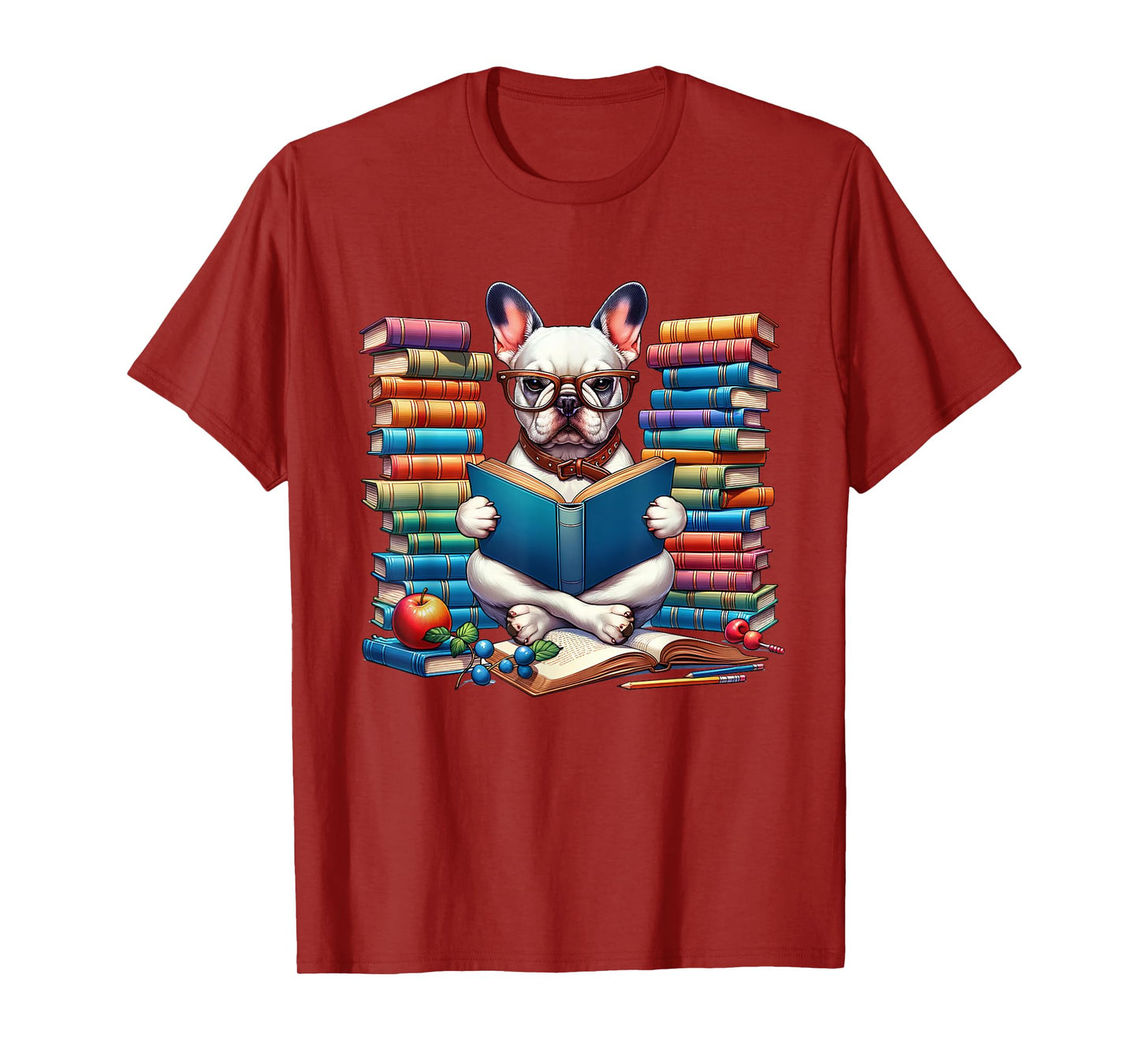 Frenchie Reading Book Reader Bookworm French Bulldog Lover T-Shirt