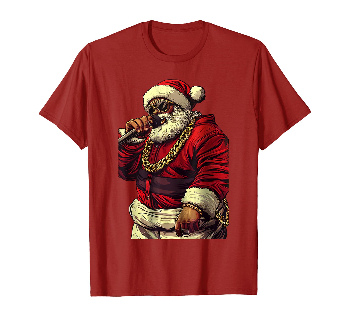 Vintage Santa Claus Hip-hop Rapper Christmas Funny Black Men T-Shirt