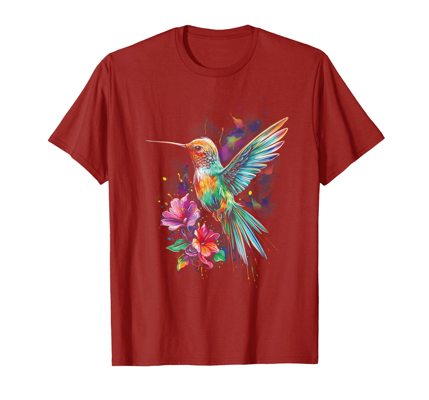 Hummingbird Floral Bird Artwork T-Shirt