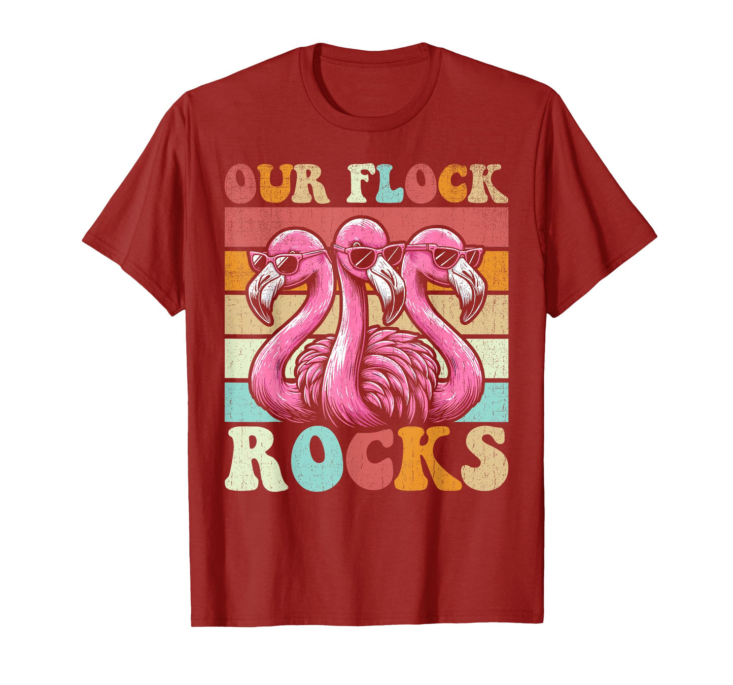 Our Flock Rocks Flamingo Matching Family Vacation T-Shirt