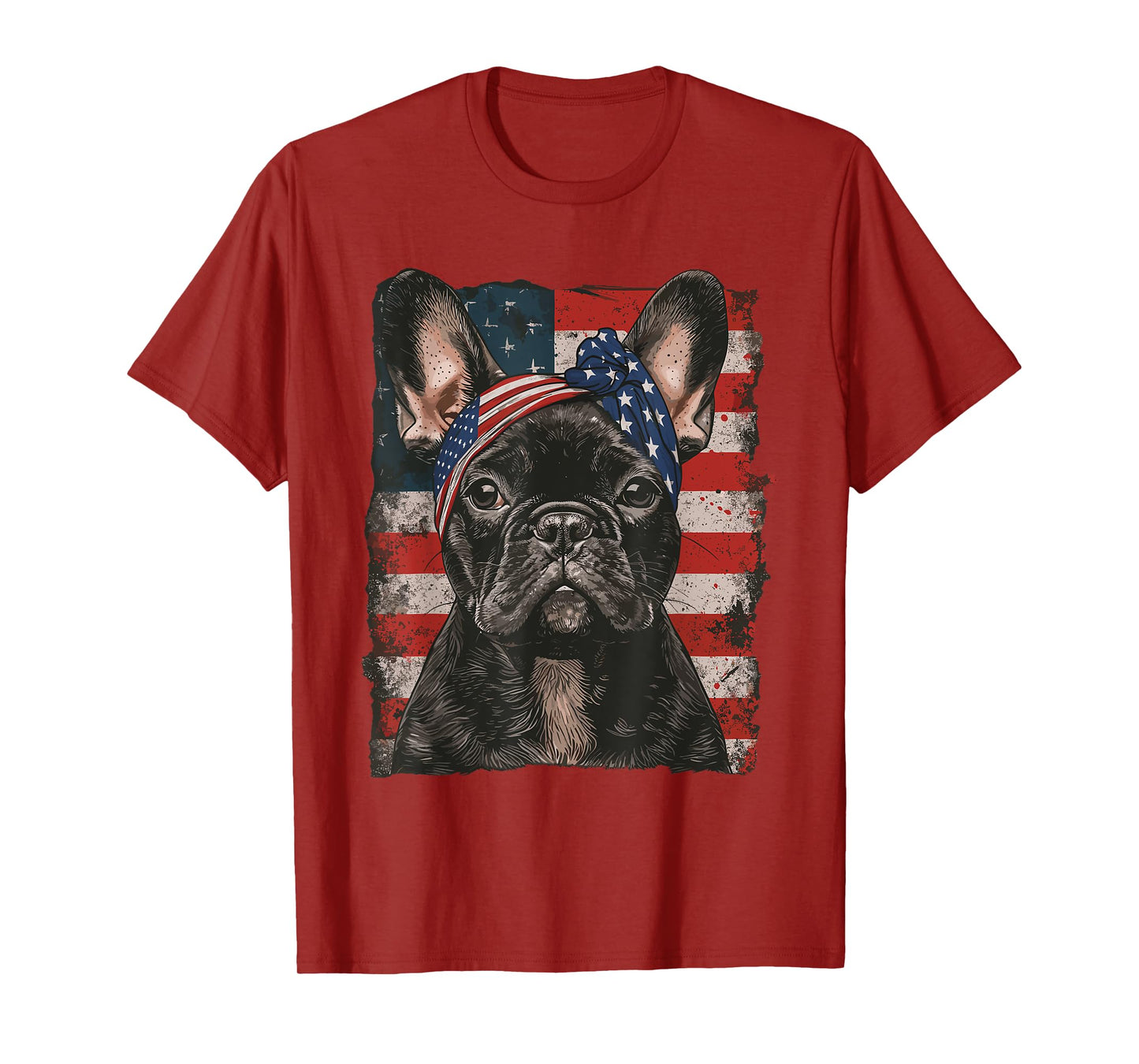French Bulldog Patriotic 4th Of July USA American Flag Women Men T-Shirt