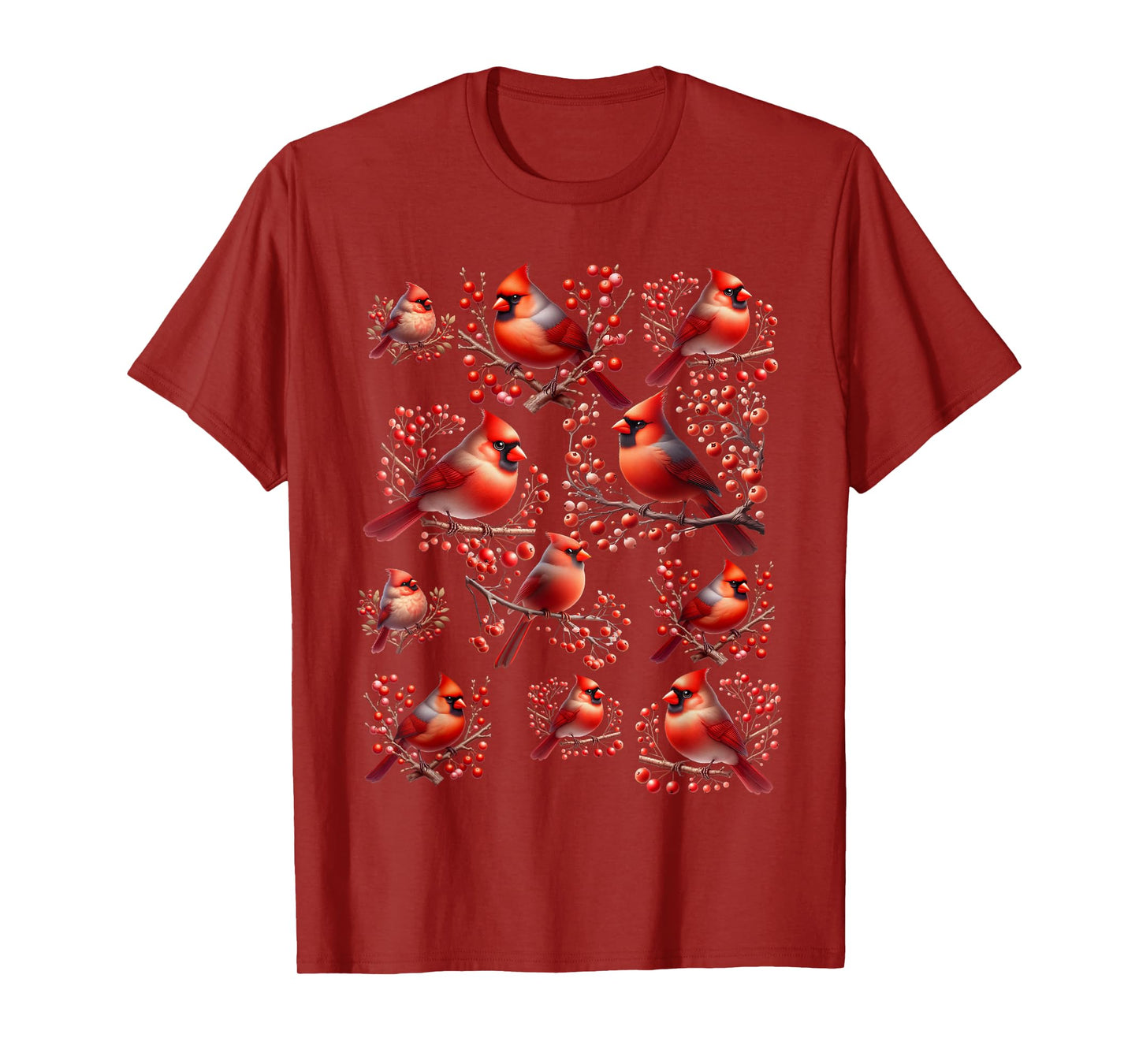 Red Cardinal Birds Christmas Holiday Winter Gift Bird Lovers T-Shirt