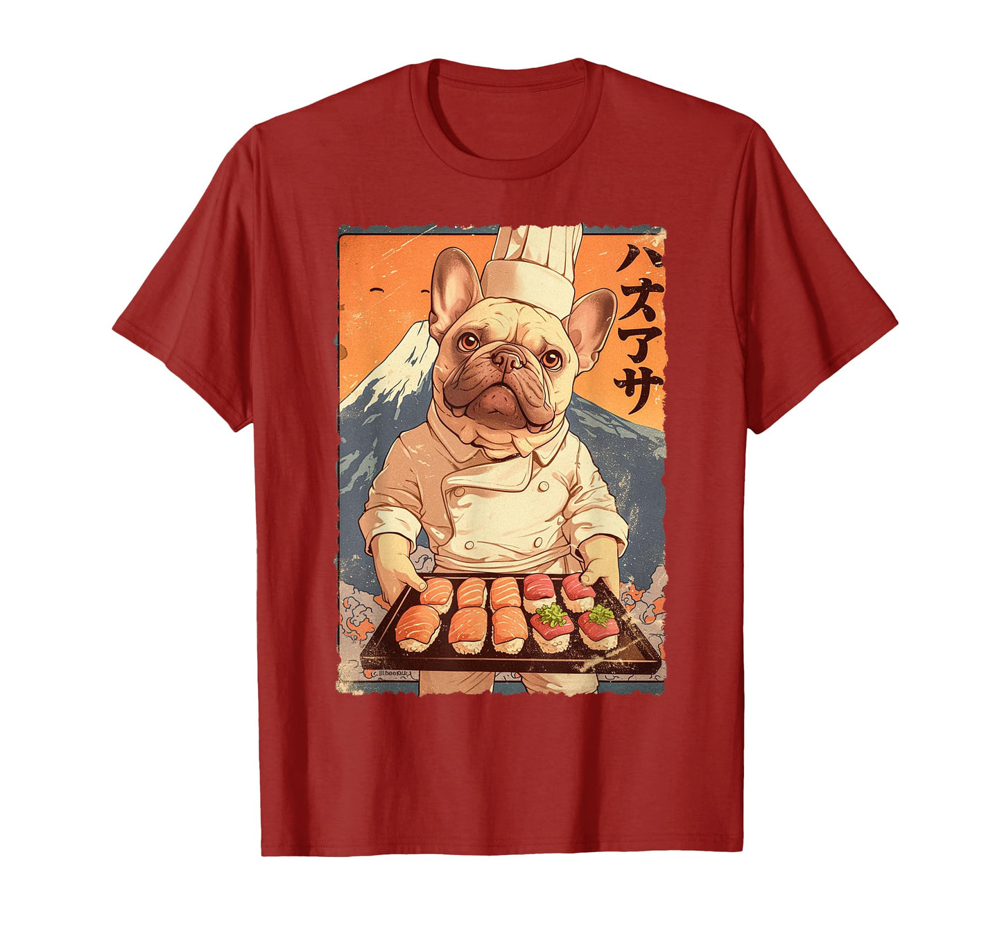 Cute Japanese Food Anime Art French Bulldog Sushi Chef Otaku T-Shirt for Men Women Kids