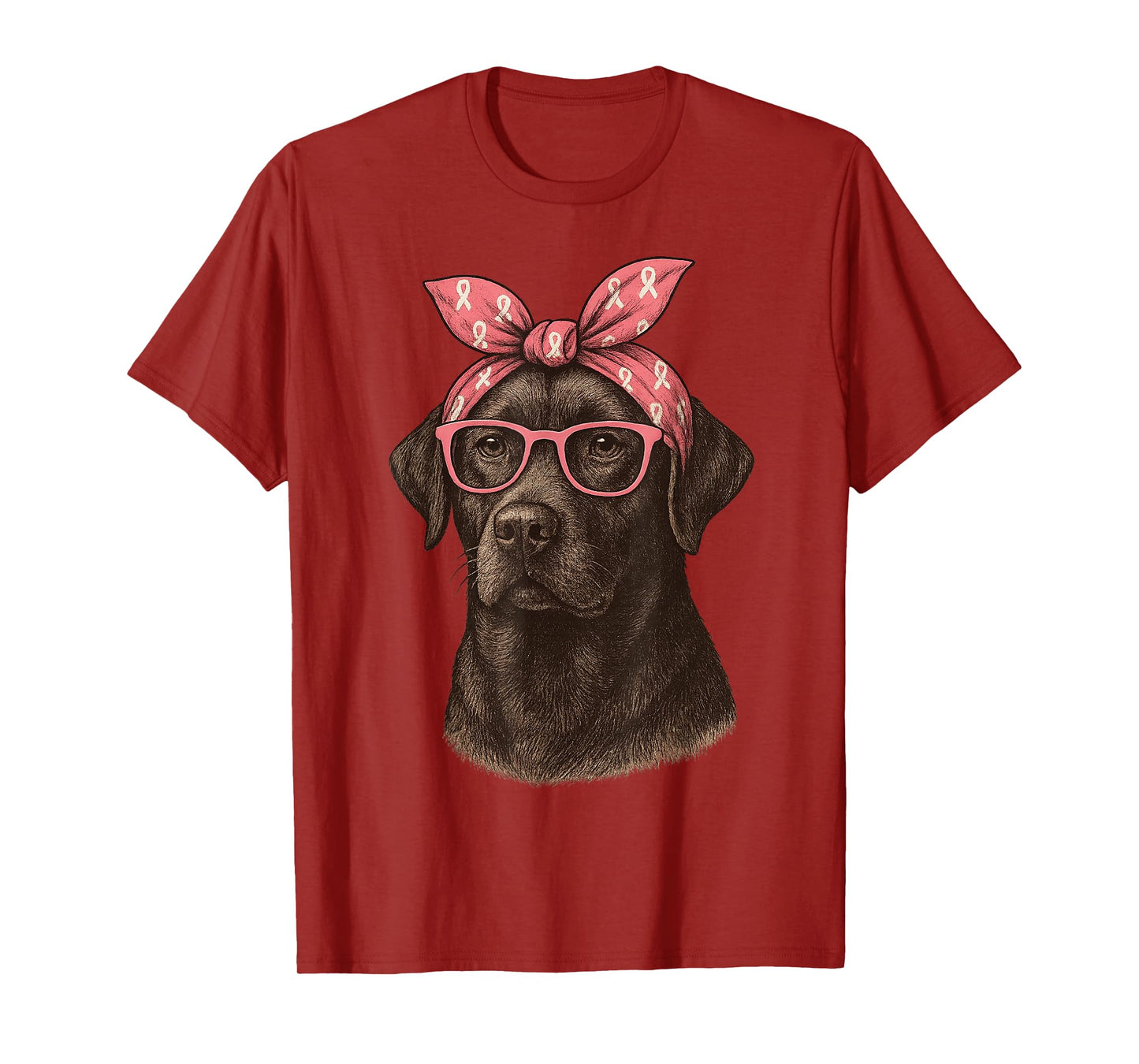 Labrador Retriever Breast Cancer Awareness Pink Ribbon T-Shirt