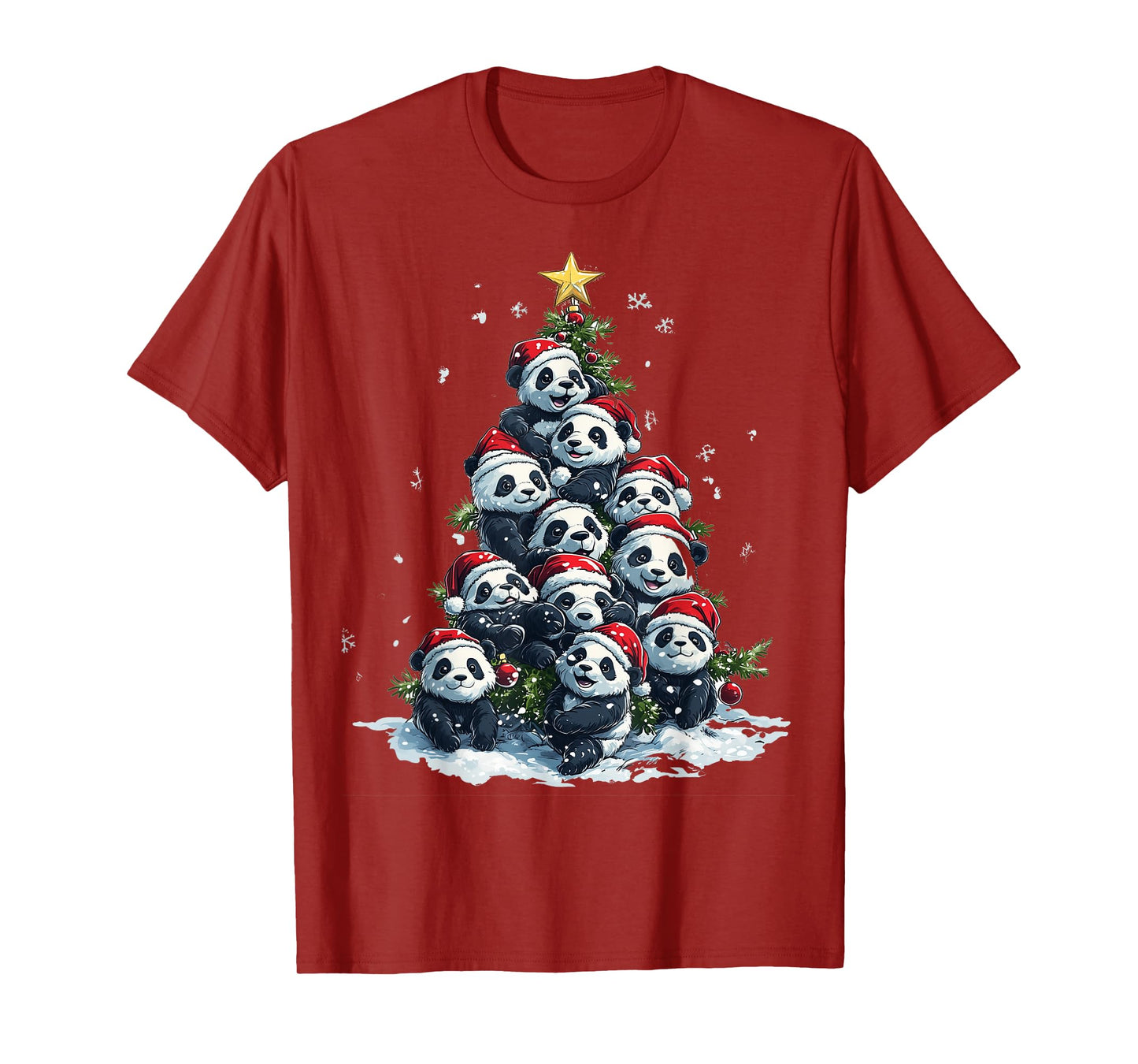 Funny Panda Christmas Tree Xmas Panda Lover Kids Boys Girls T-Shirt