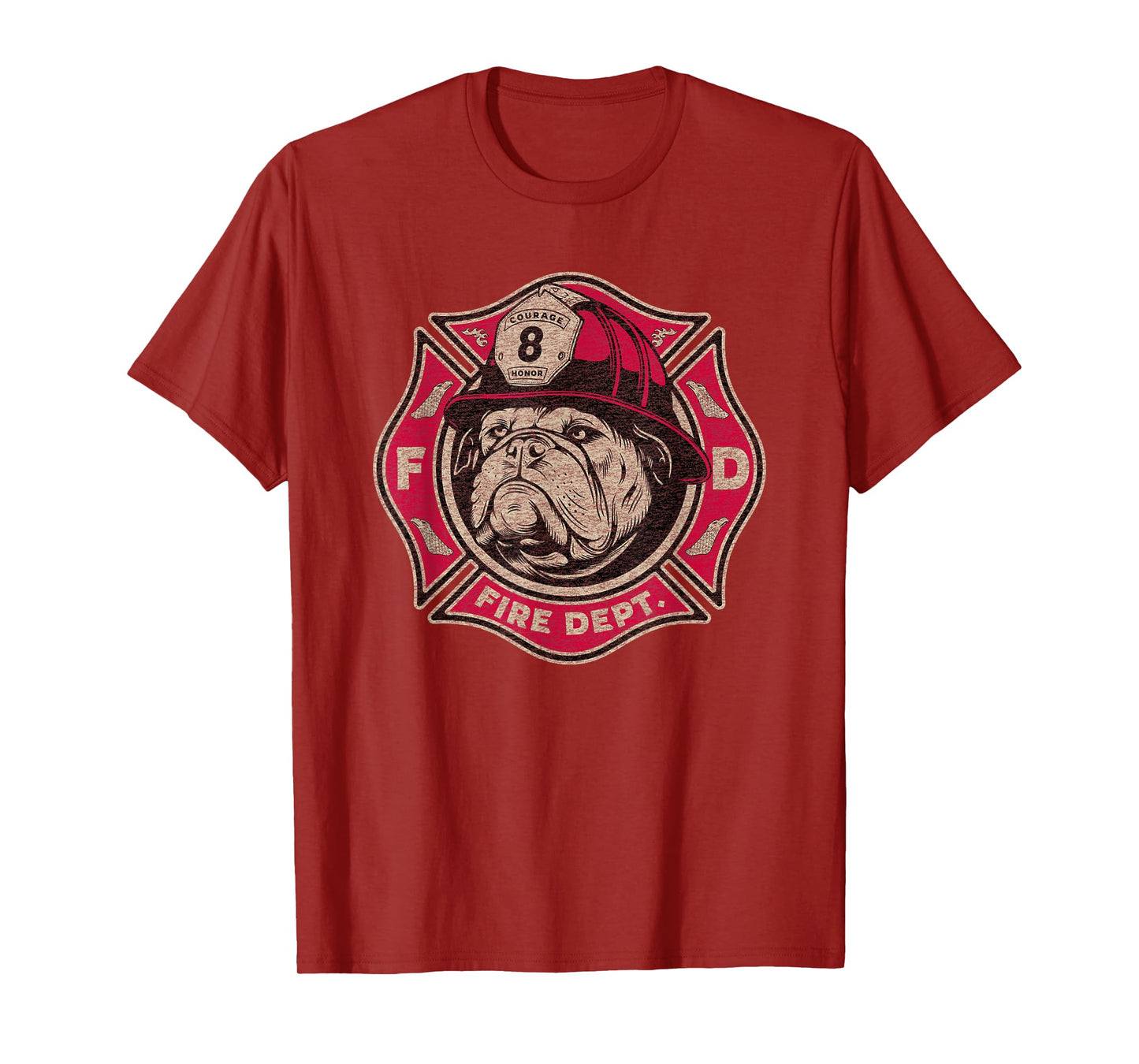 Fire Department Firefighter Fireman Bulldog Vintage Graphic T-Shirt