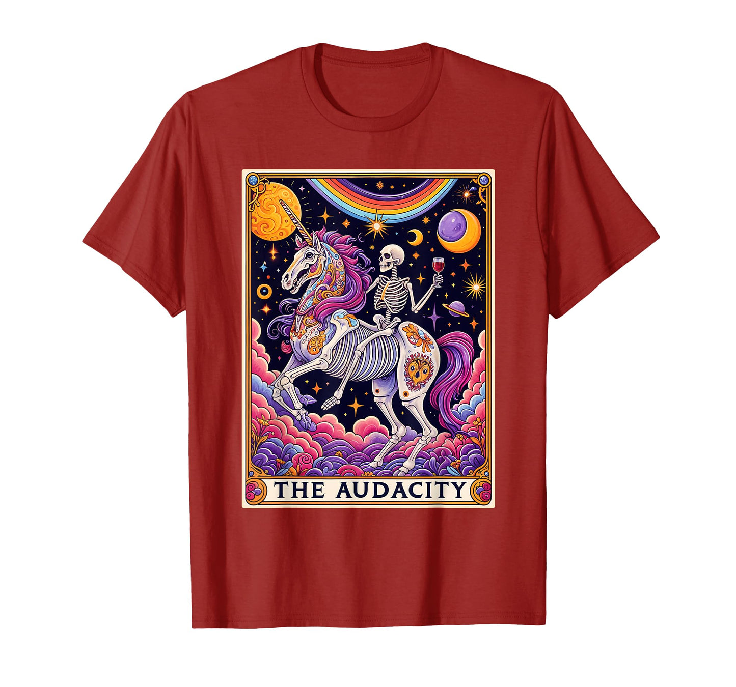 The Audacity Tarot Card Shirt Rainbow Skeleton Unicorn Lover T-Shirt