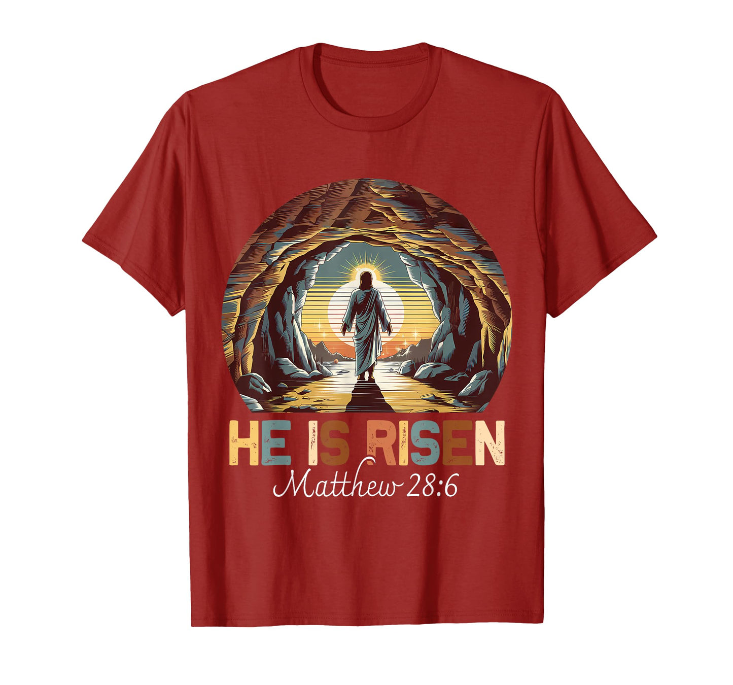 Easter Christian He Is Risen Jesus Empty Tomb Men Women Kids T-Shirt