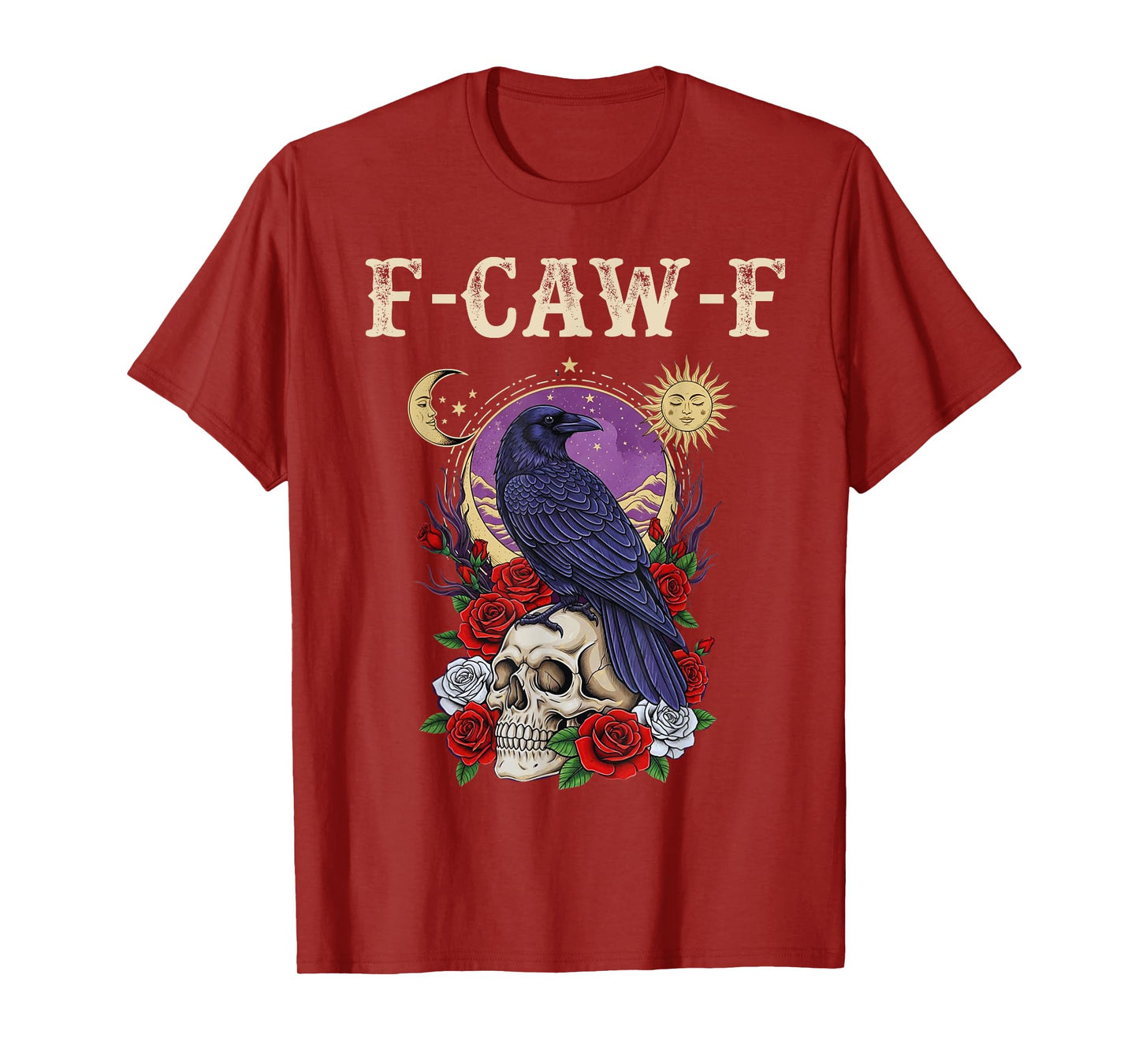 Black Crow, F-Caw-F Funny Black Bird moon Gothic Adult Humor T-Shirt