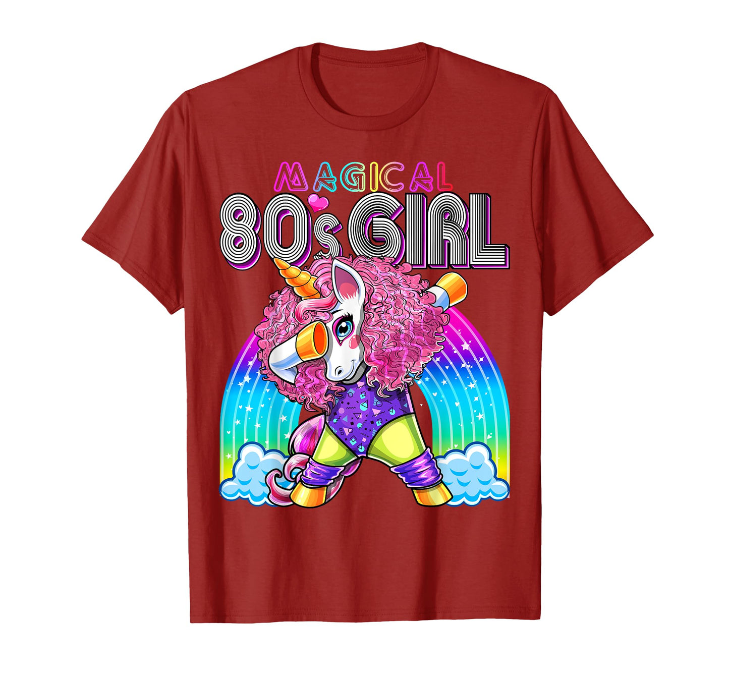Magical 80's Girl Dabbing Unicorn Leotard Leg Warmers Party T-Shirt