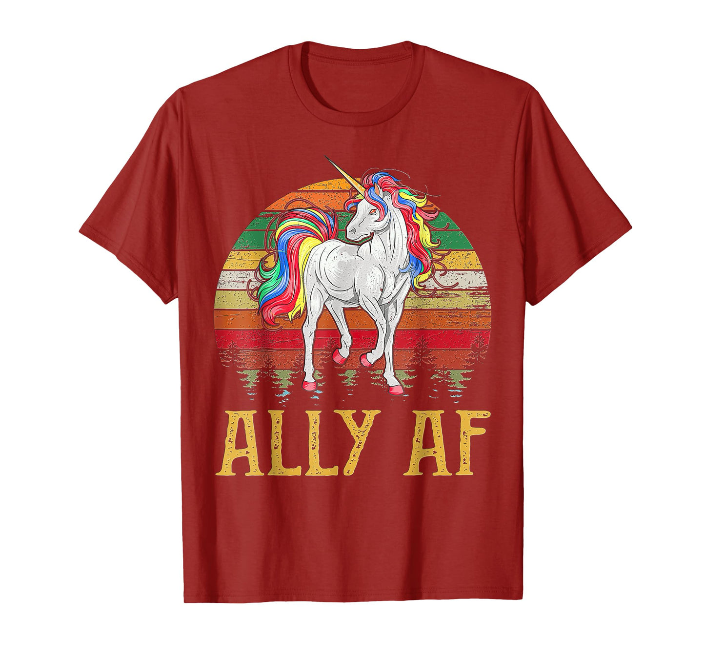 Proud Ally AF Rainbow Unicorn Lesbian Gay Pride LGBT T-Shirt
