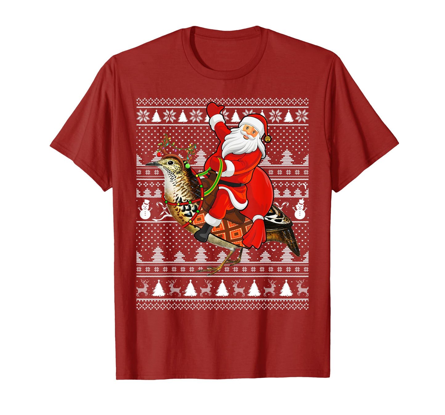 Quail Bird Xmas Holiday Ugly Santa Riding Quail Christmas T-Shirt