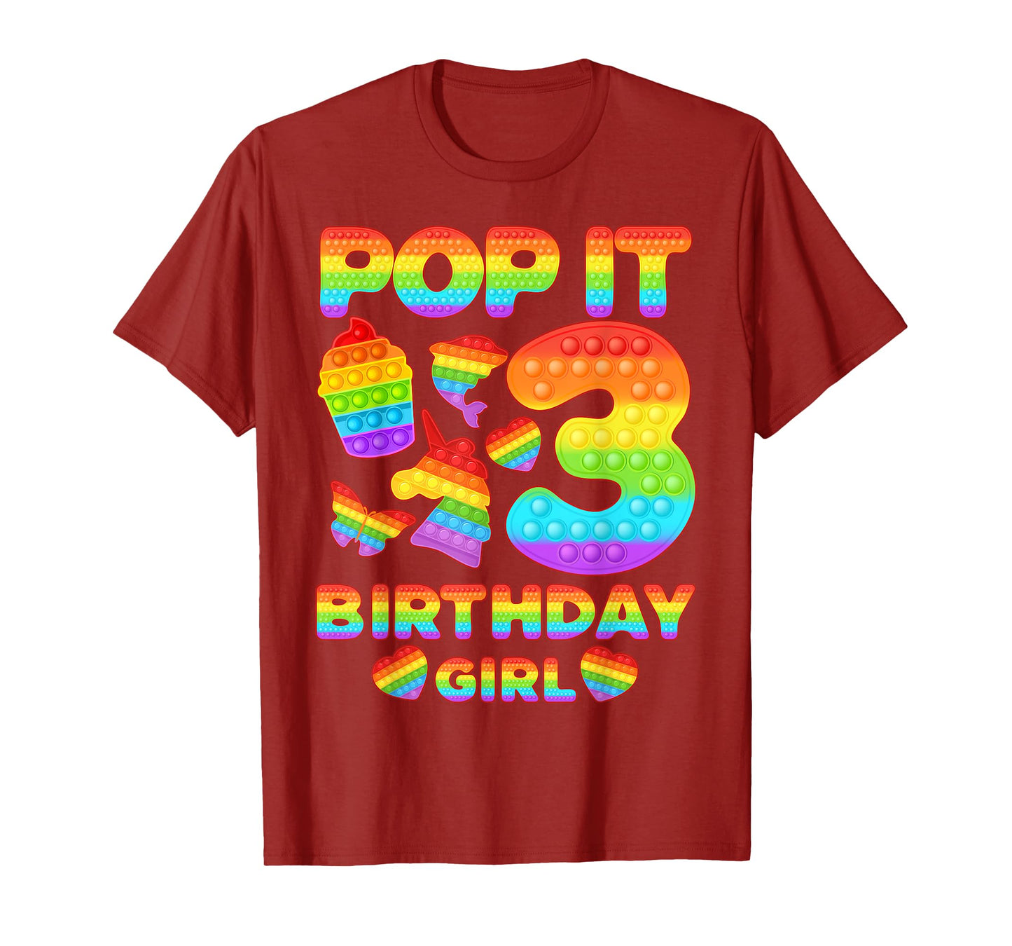 Kids Pop It 3 Year old 3rd Birthday Girl Shirt Pop it Party T-Shirt