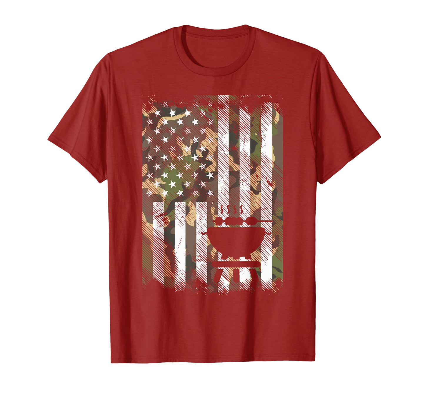 Bbq Grill America Flag Camo Barbecue 4th July Women Men Kids T-Shirt