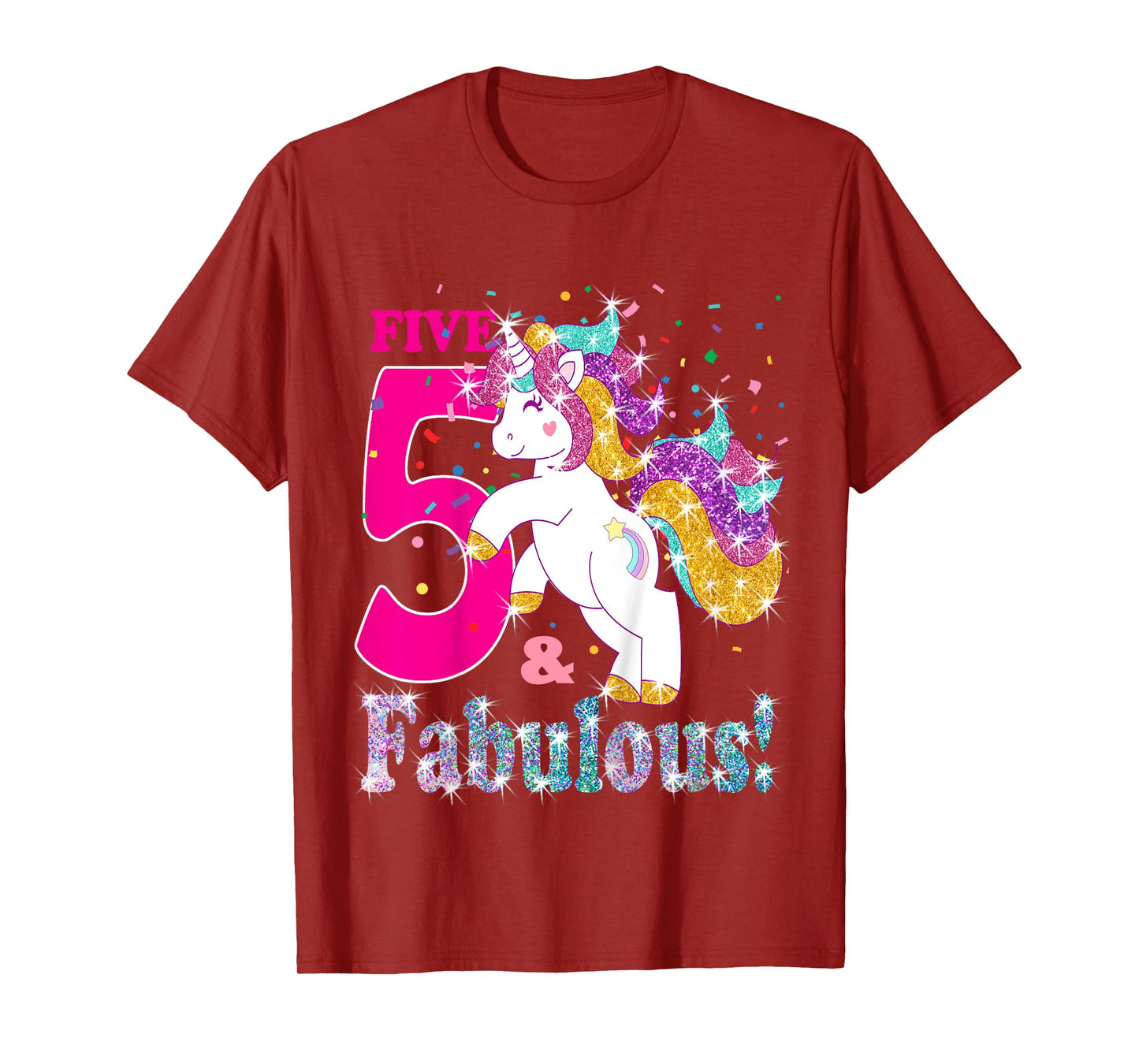 Kids I am 5 and Fabulous Unicorn Shirt for Girls (5th Birthday) T-Shirt