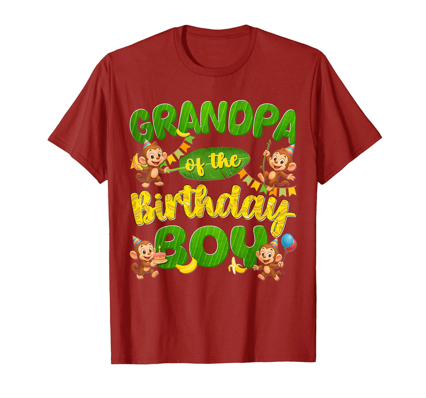 Grandpa Of The Birthday Boy Monkey Family Matching Party T-Shirt