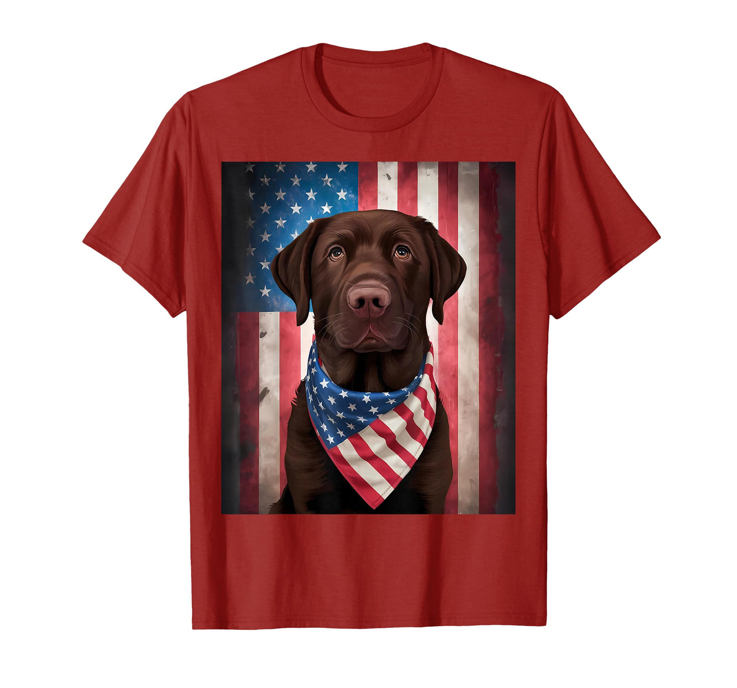 American Chocolate Labrador American Flag 4th of July Dog T-Shirt