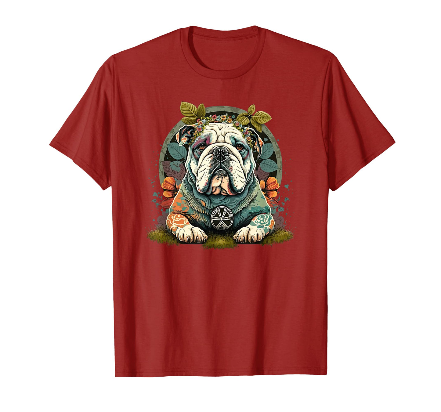Funny Bulldog Dog Hippie T-Shirt