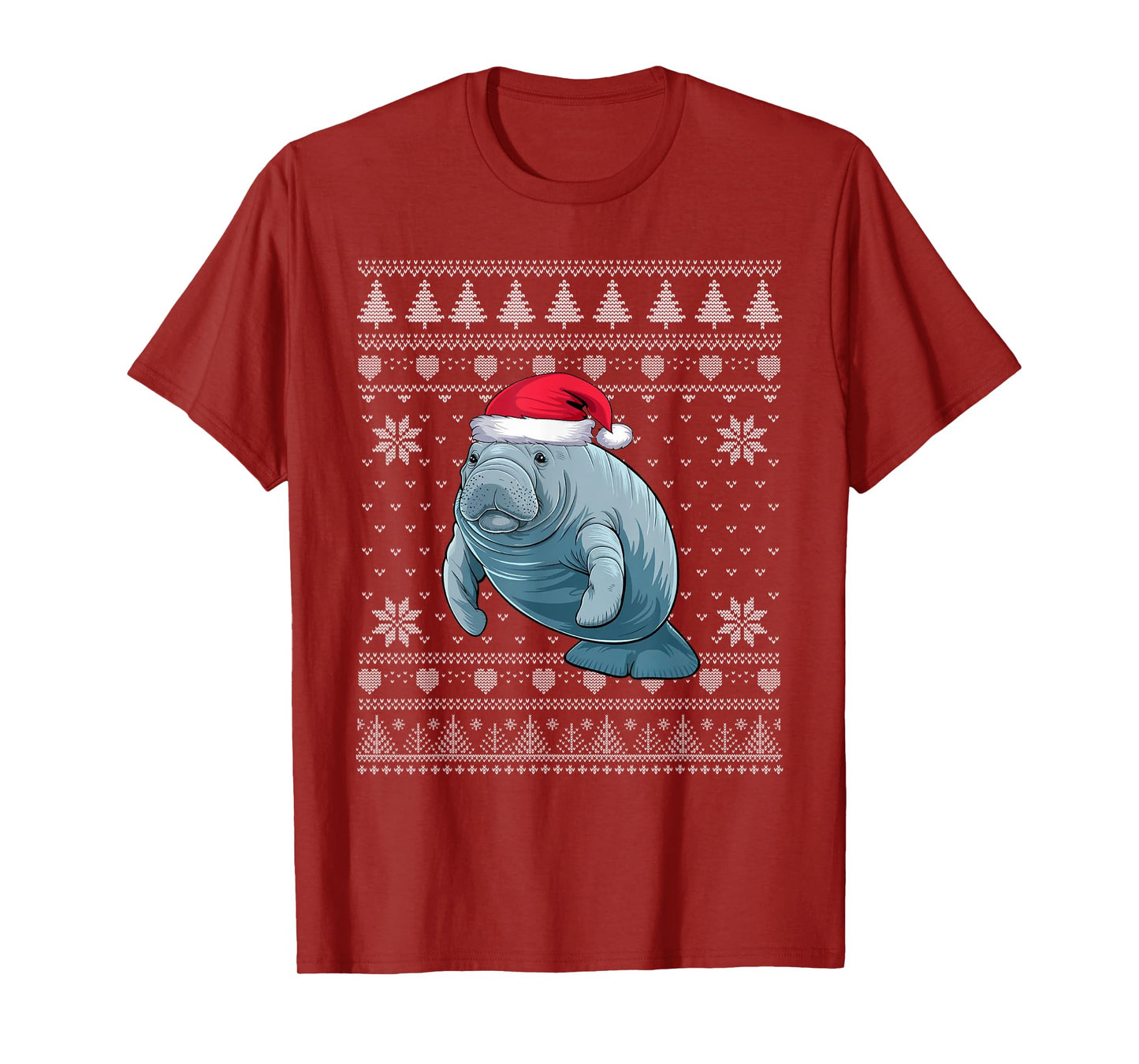 Funny Manatee Ugly Christmas Sweater Santa Xmas PJs T-Shirt
