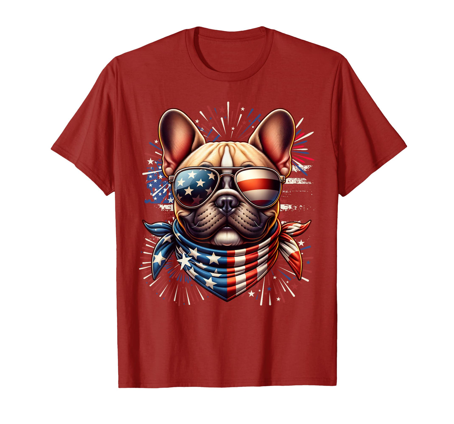 French Bulldog Patriotic 4th of July Fireworks USA Frenchie T-Shirt