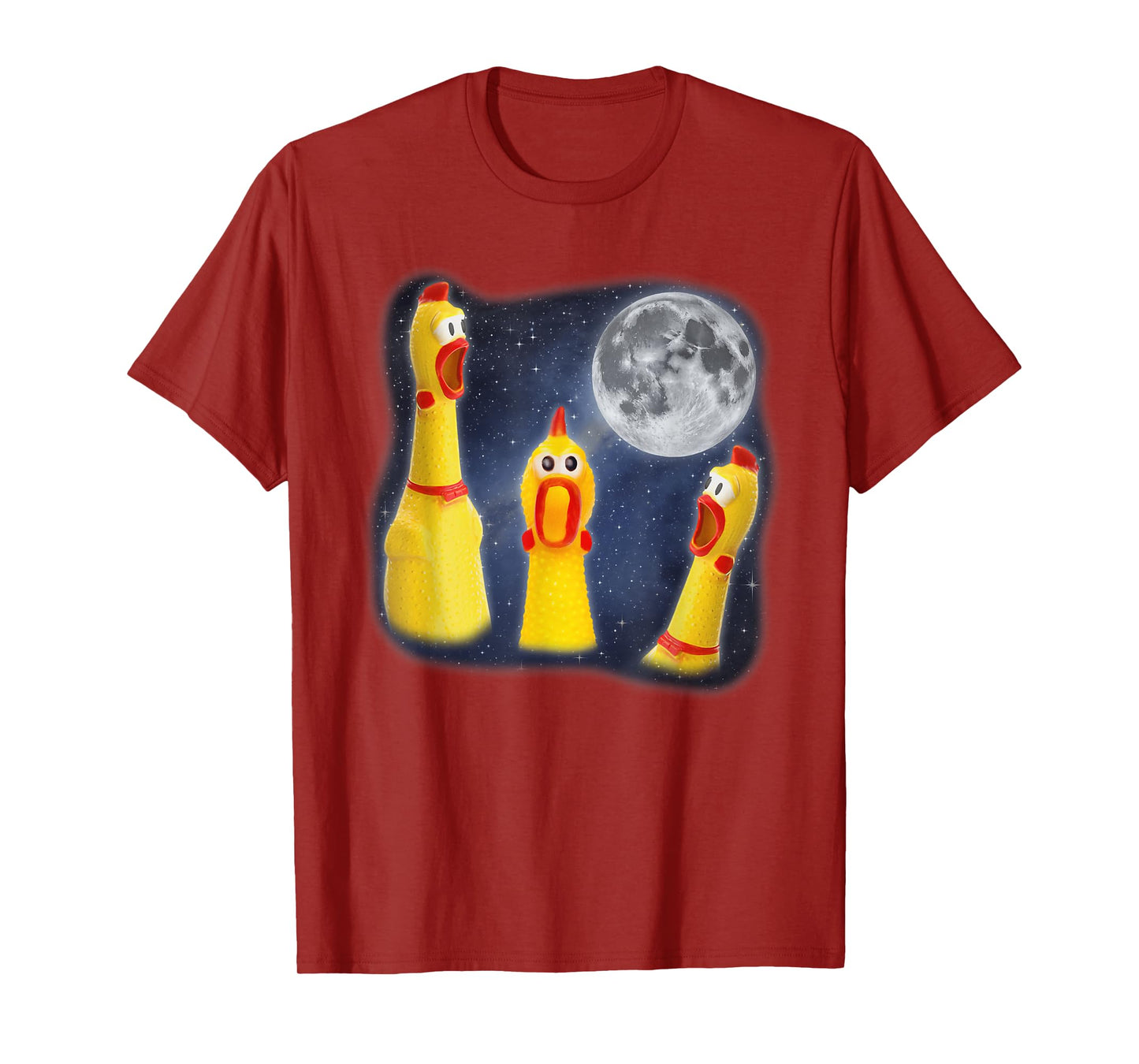 Rubber Chicken Toy Moon 3 Howling At Moon Funny Weird Cursed T-Shirt