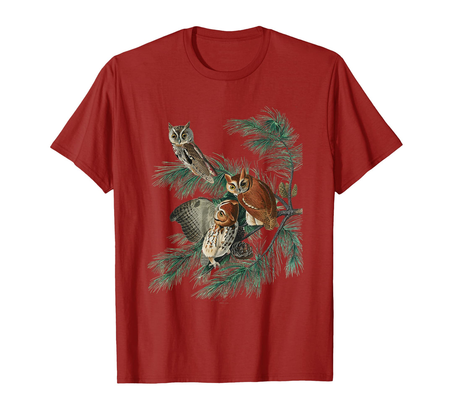 Vintage Little Screech Owl Bird Illustration For Men & Women T-Shirt