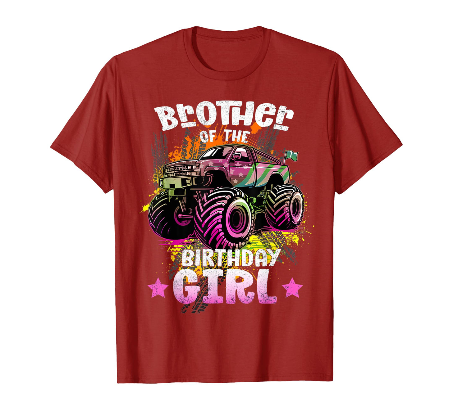 Brother Of Birthday Girl | Birthday Of A Girl Monster Trucks T-Shirt
