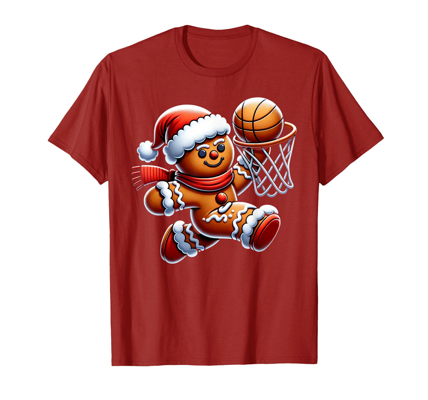 Gingerbread Man Playing Basketball Christmas Xmas Kids T-Shirt