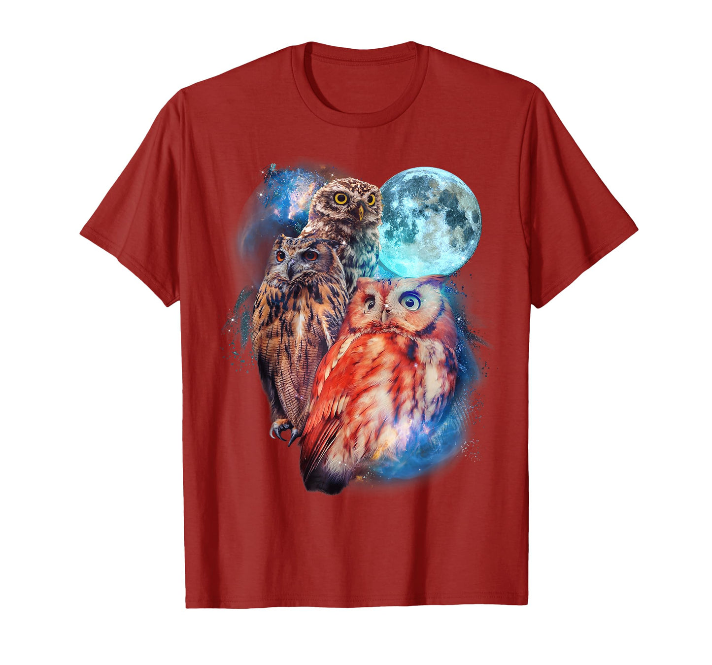 3 Moon Owl Funny Nocturnal Birds Of Prey Graphic Art Humor T-Shirt