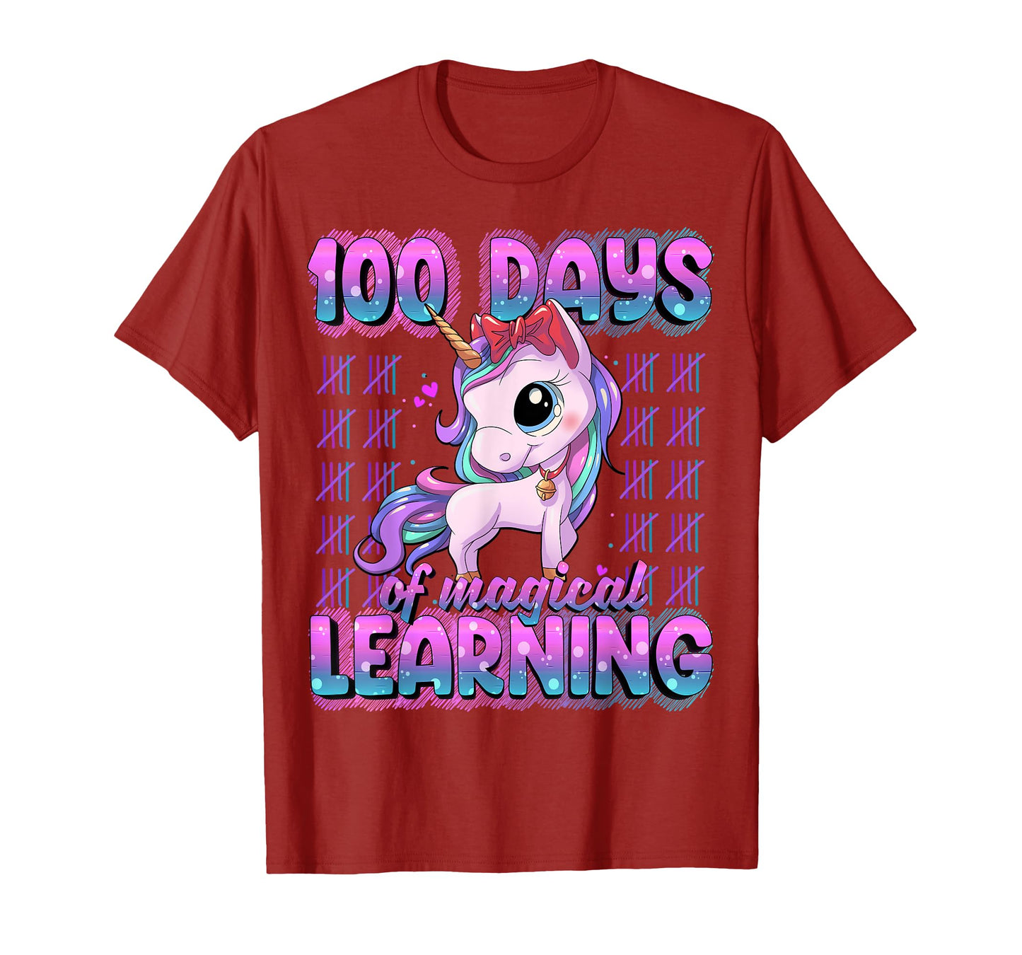 100 Magical Day of School Unicorn Shirts 100 Days Smarter Unisex-Kids T-Shirt Black Small
