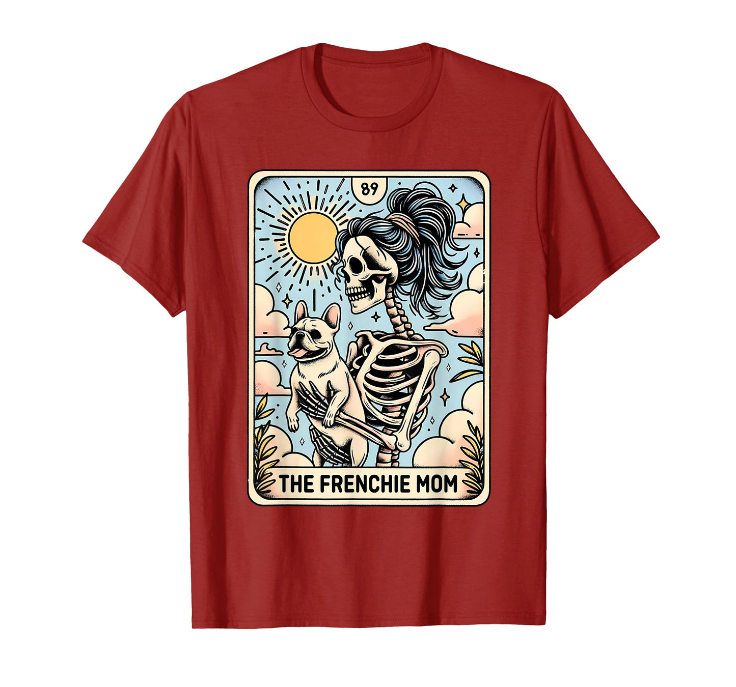 Vintage The Frenchie Mom Tarot Card Bulldog Skeleton Mothers T-Shirt
