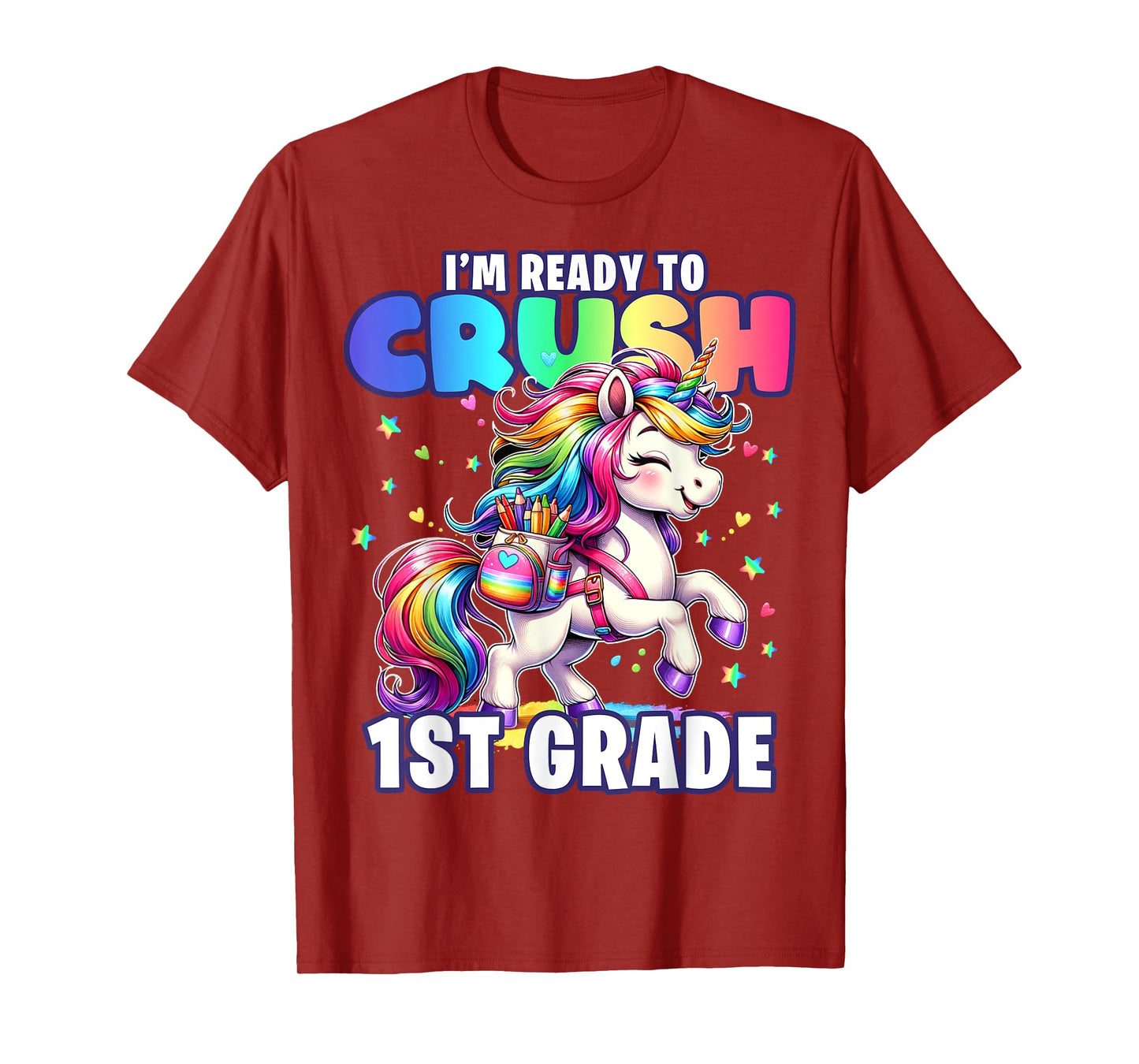 Crush 1st Grade Girls Back to School Unicorn First Day Cute T-Shirt