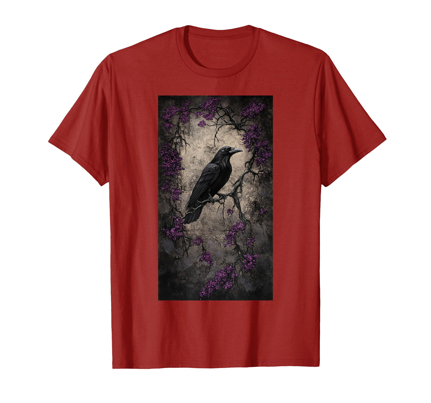 Gothic Raven Blackbird Gothic art Floral Nature T-Shirt