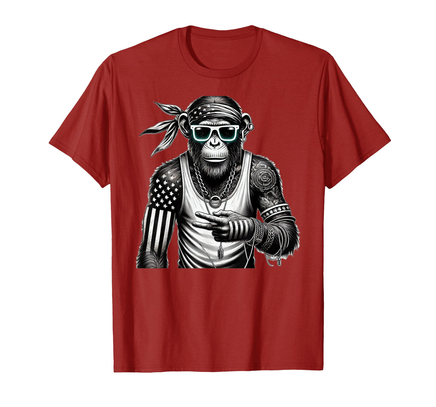Funny Monkey with sunglasses cool street skateboard T-Shirt