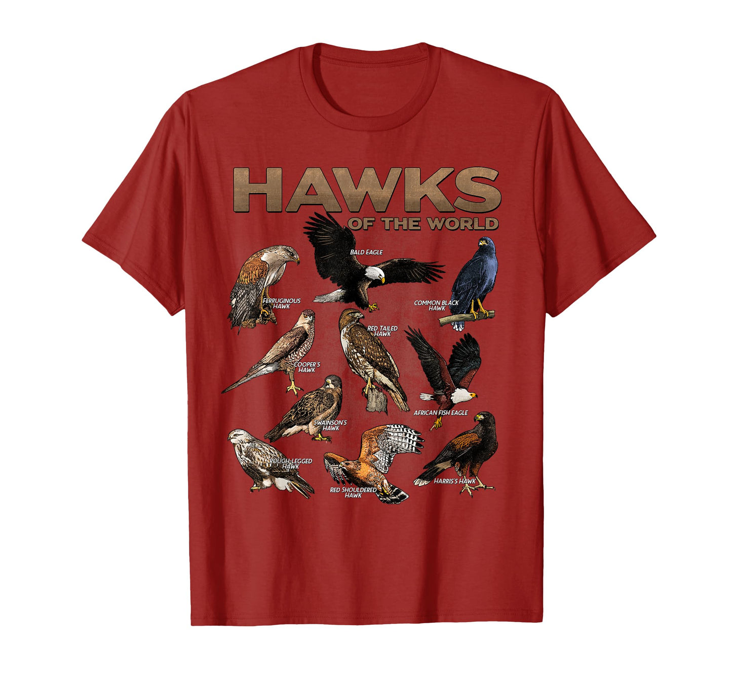 Hawks Animals of the World Educational Birds of Prey Birder T-Shirt