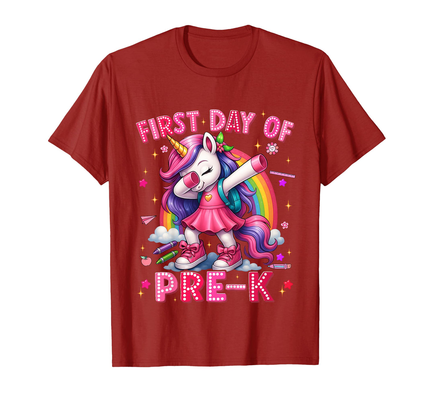 First Day Of Prek Pre K Unicorn Back To School Girls Outfits T-Shirt