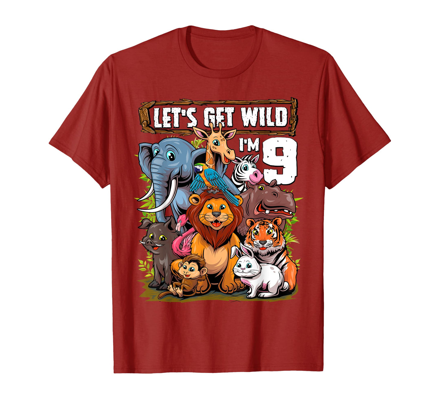 9 Year Old Zoo Birthday Safari Jungle Animals 9th Birthday T-Shirt