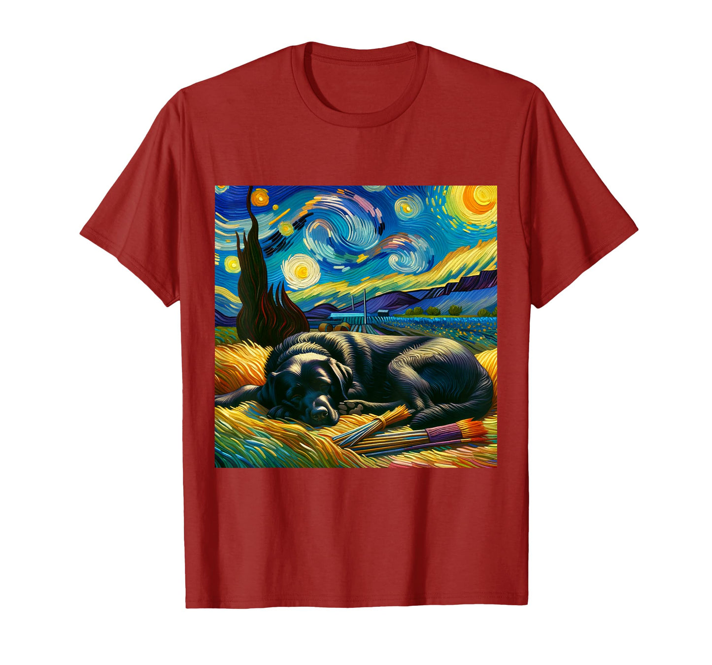 Black Labrador Starry Night Shirt Vincent Van Gogh Lab Mom T-Shirt
