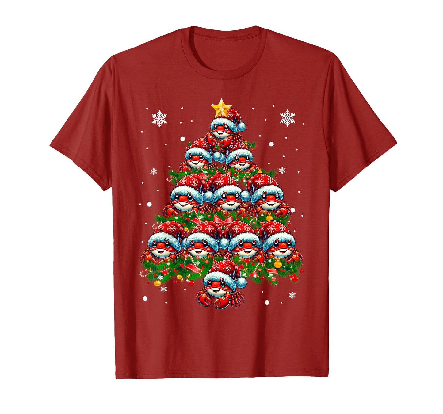 Crab Lighting Xmas Holiday Santa Crab Christmas Tree T-Shirt