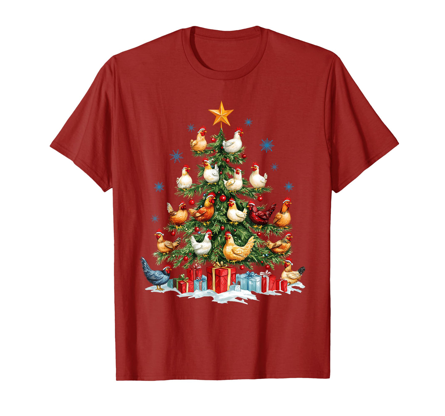 Clucking Chickens Festive Fowl Christmas Tree Ornaments T-Shirt