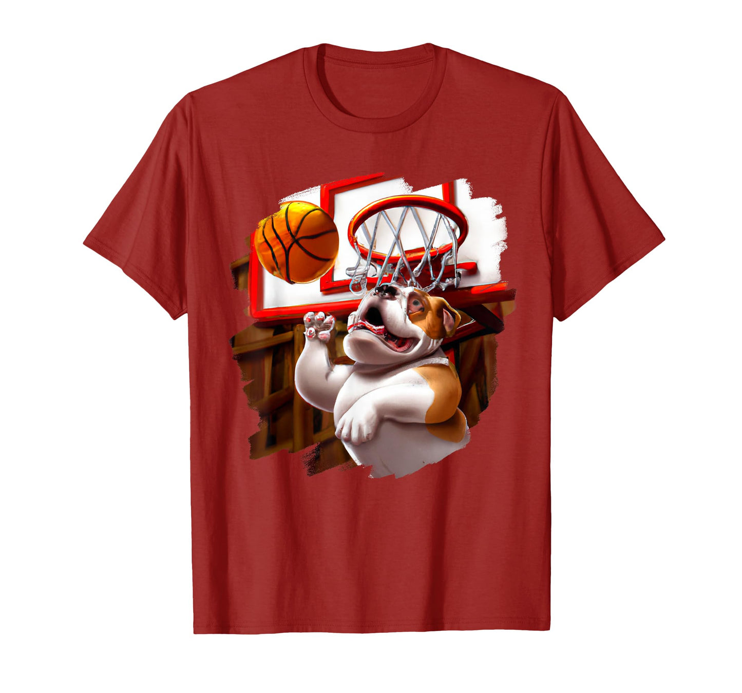 English Bulldog Playing Basketball Funny Dog Basketball Men Women Girls Kids T-Shirt