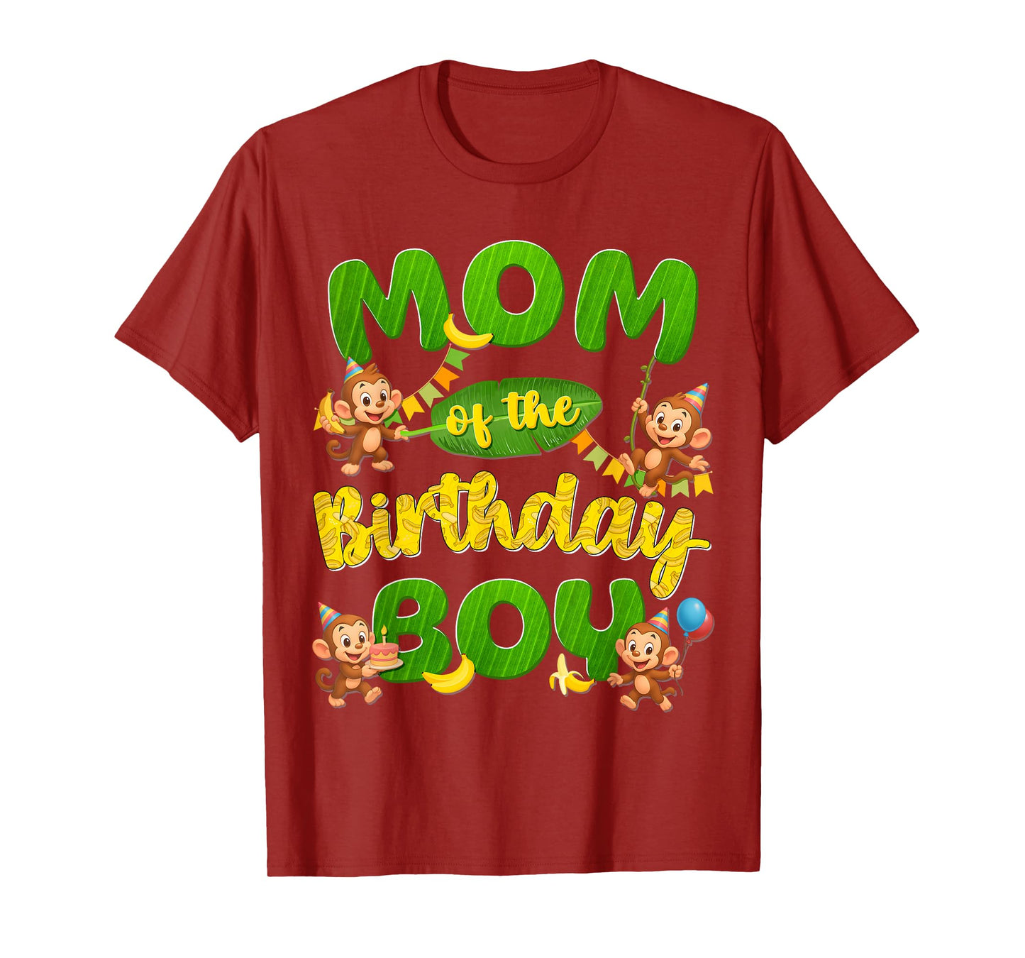 Mom Of The Birthday Boy Monkey Family Matching Party T-Shirt